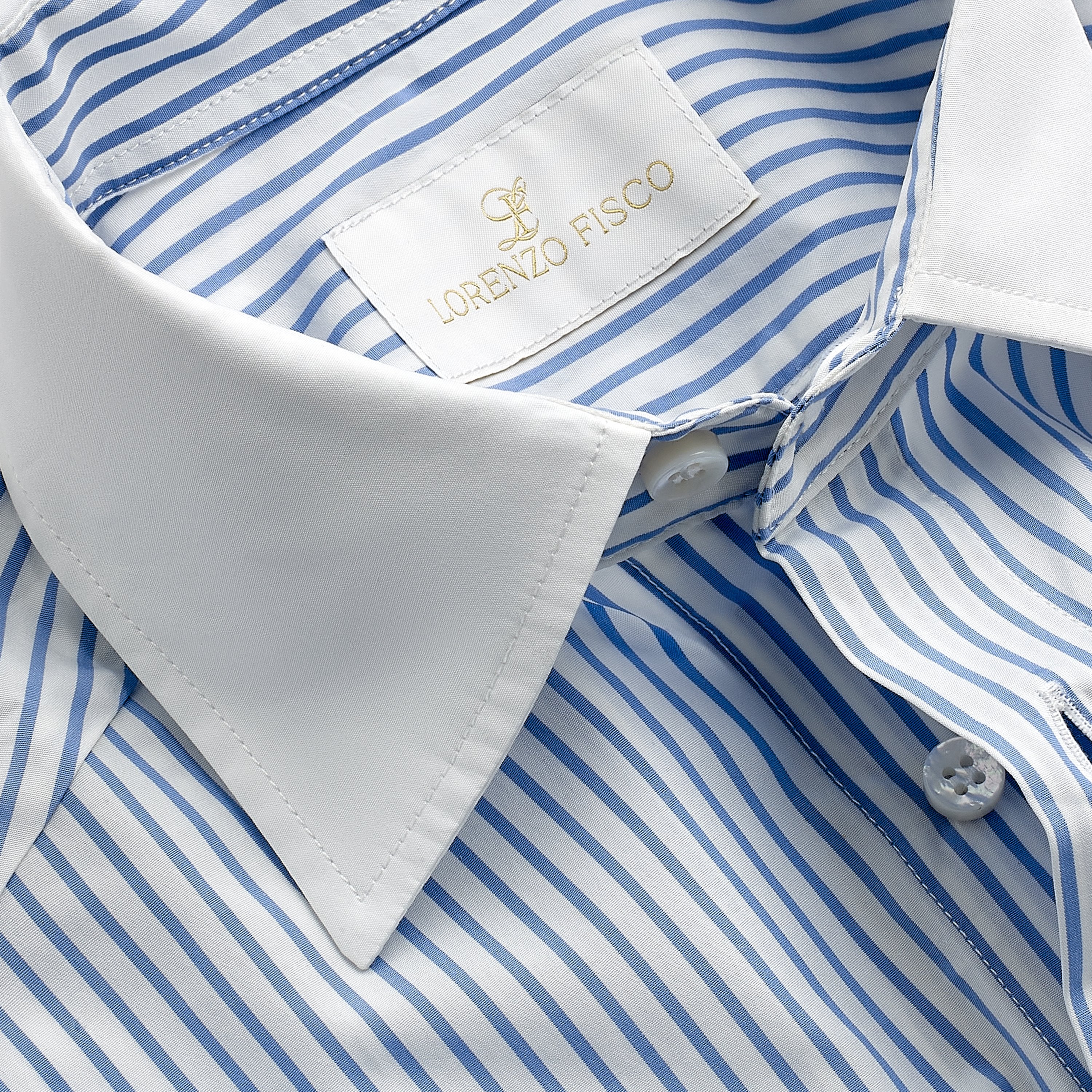 Camicia Excellence bianca rigata azzurra