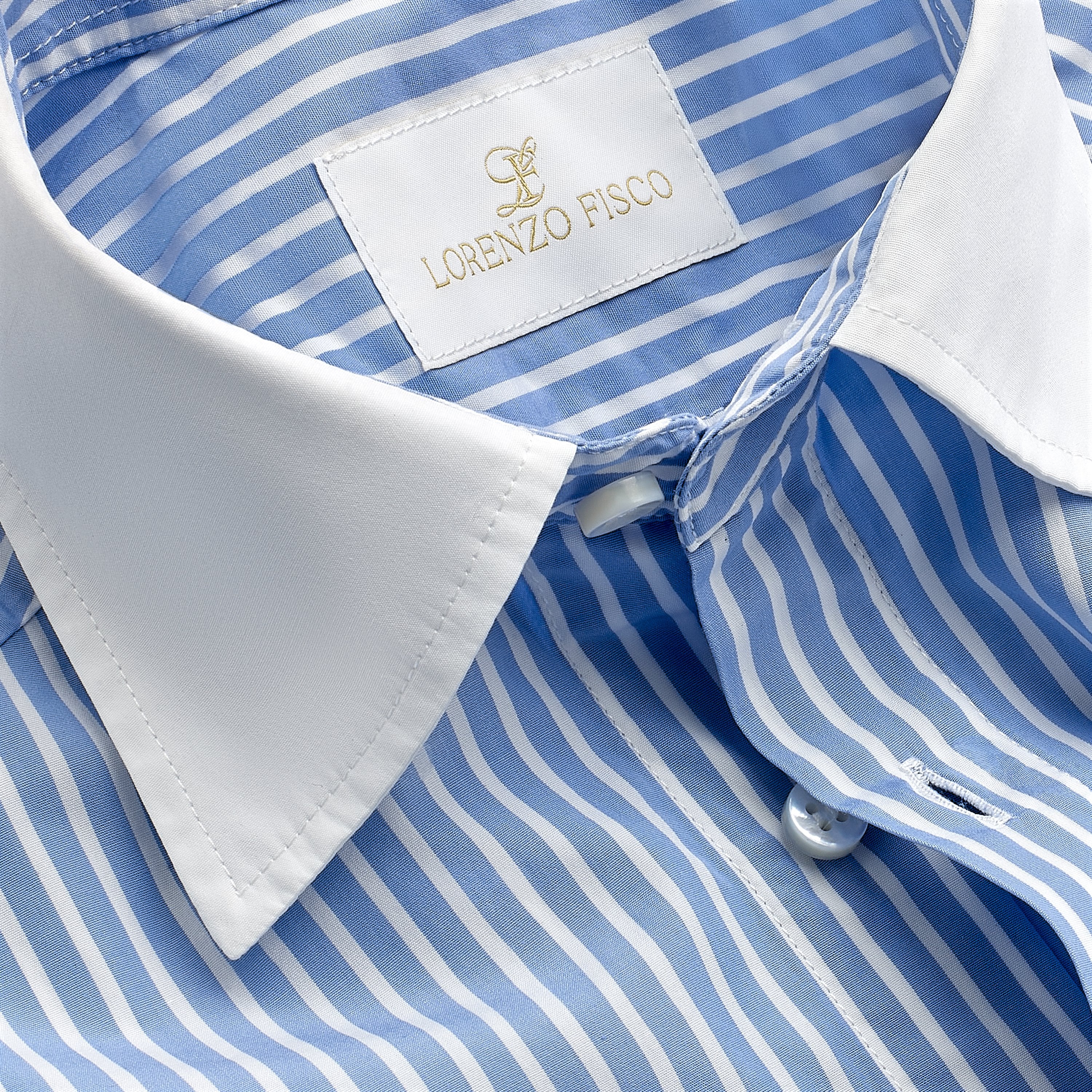 Camicia Excellence azzurra rigata bianca