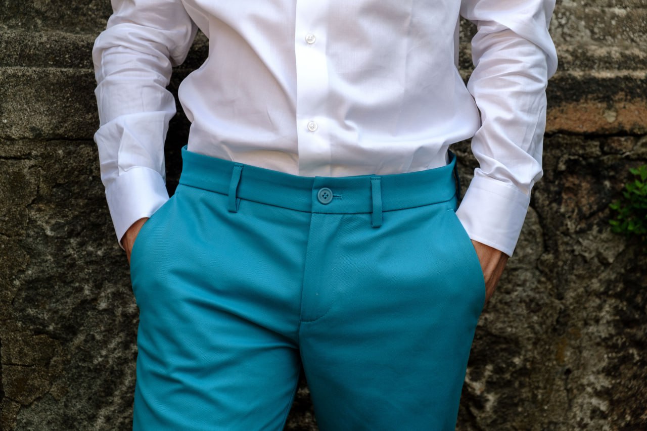 Pantalone sartoriale color petrolio